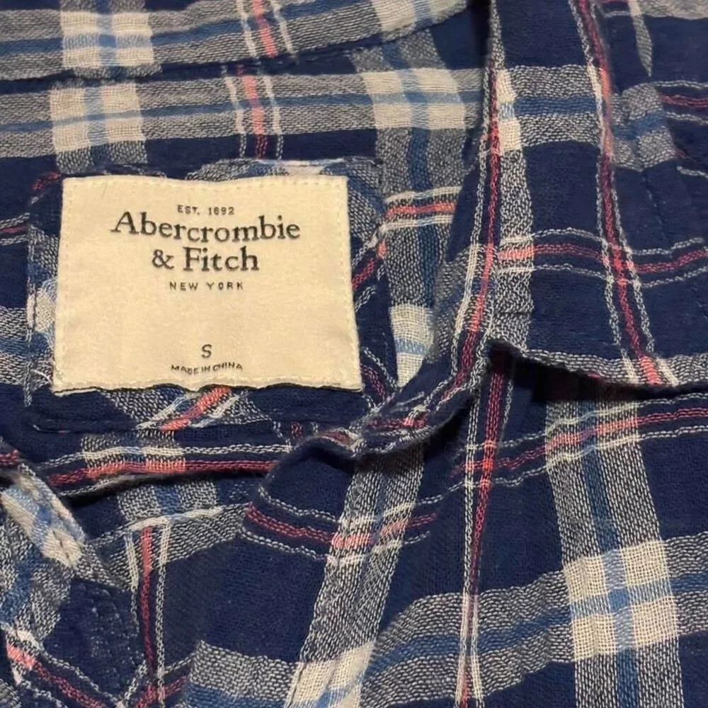 Abercrombie-fitch Women's Blue and Navy Shirt Y2K Small